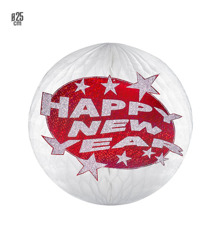 e-carnavalskleding-SYK Happy new year decoratie bol rood