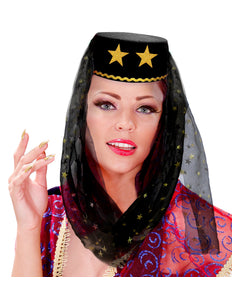 e-carnavalskleding-SYK Harem hoed zwart met sluier