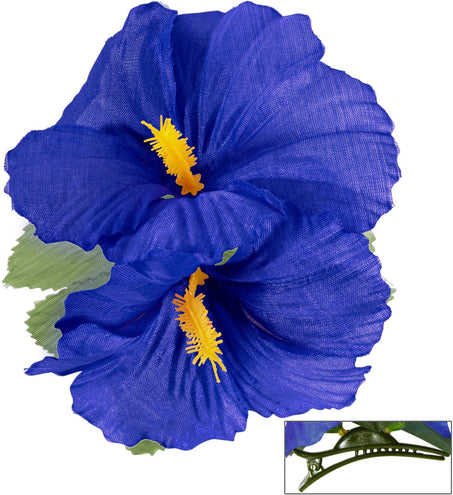 e-carnavalskleding-SYK Hawaii bloem haarclip donker blauw