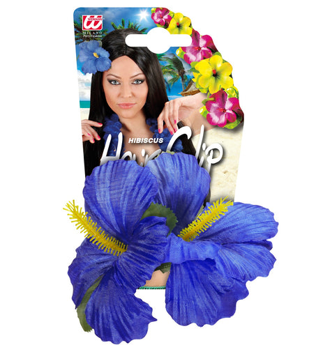 e-carnavalskleding-SYK Hawaii bloem haarclip donker blauw