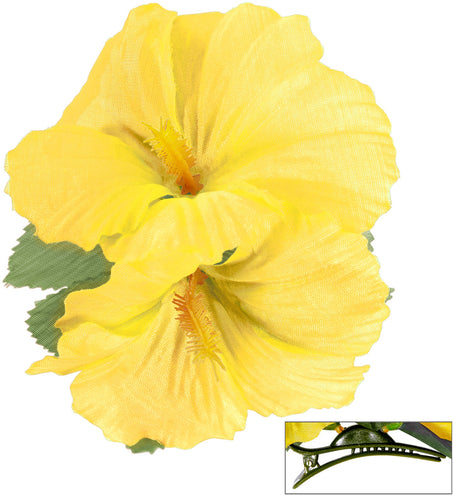 e-carnavalskleding-SYK Hawaii bloem haarclip geel