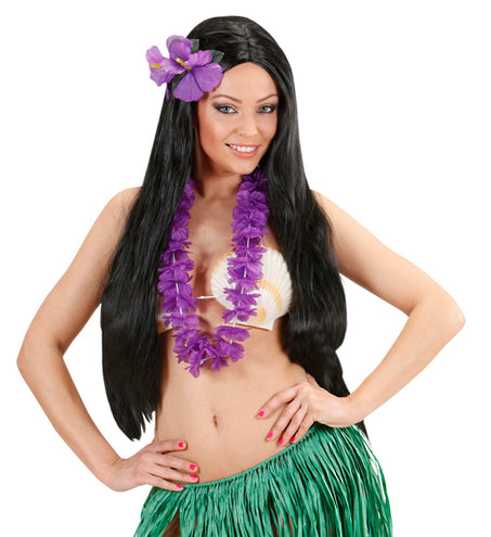 e-carnavalskleding-SYK Hawaii bloem haarclip paars