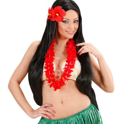 e-carnavalskleding-SYK Hawaii bloem haarclip rood