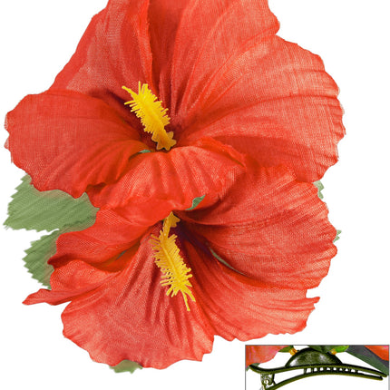 e-carnavalskleding-SYK Hawaii bloem haarclip rood