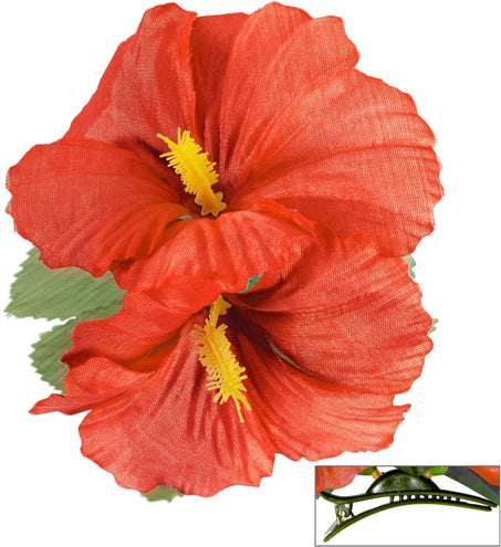 e-carnavalskleding-SYK Hawaii bloem haarclip rood