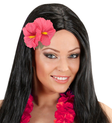 e-carnavalskleding-SYK Hawaii bloem haarclip roze