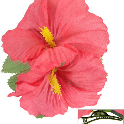 e-carnavalskleding-SYK Hawaii bloem haarclip roze