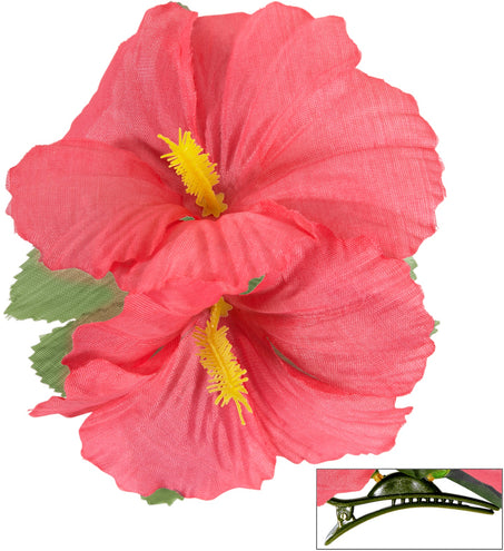 e-carnavalskleding-SYK Hawaii bloem haarclip roze