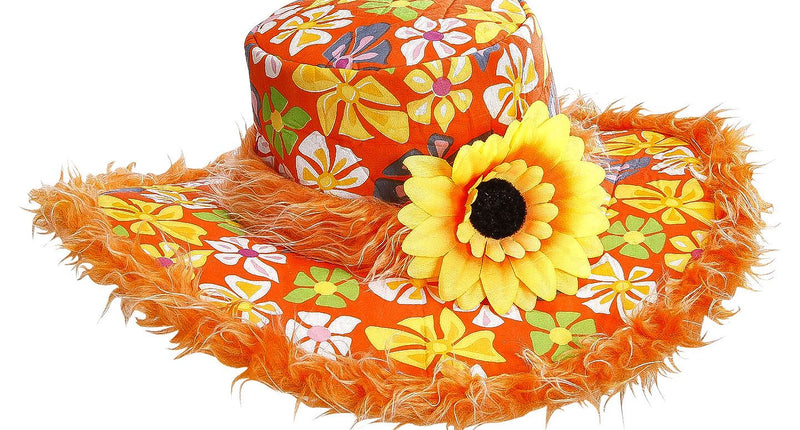 e-carnavalskleding-SYK Hawaii hoed oranje met bloemen
