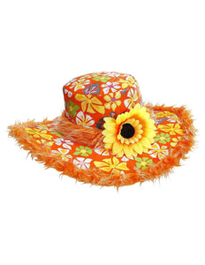 e-carnavalskleding-SYK Hawaii hoed oranje met bloemen