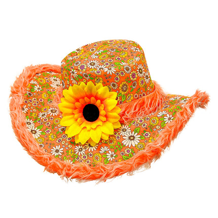 e-carnavalskleding-SYK Hawaii hoed oranje met bloemen