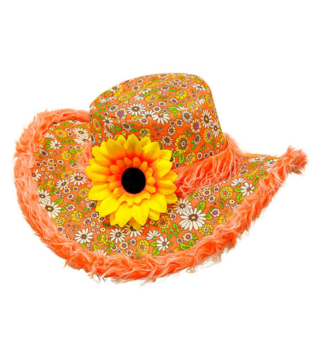e-carnavalskleding-SYK Hawaii hoed oranje met bloemen