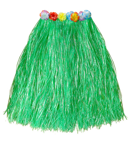 e-carnavalskleding-SYK Hawaii rok groen met bloemenriem lang