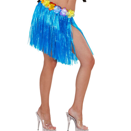 e-carnavalskleding-SYK Hawaii rok kort blauw
