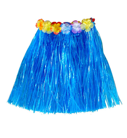 e-carnavalskleding-SYK Hawaii rok kort blauw