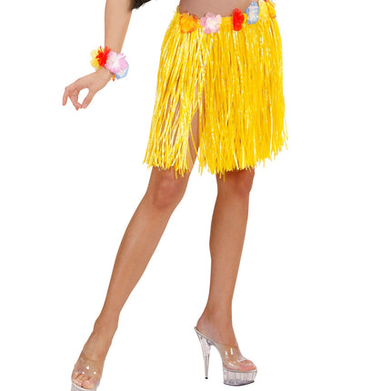 e-carnavalskleding-SYK Hawaii rok kort geel
