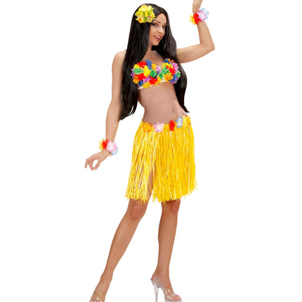 e-carnavalskleding-SYK Hawaii rok kort geel