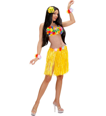 e-carnavalskleding-SYK Hawaii rok kort geel