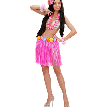 e-carnavalskleding-SYK Hawaii rok kort roze