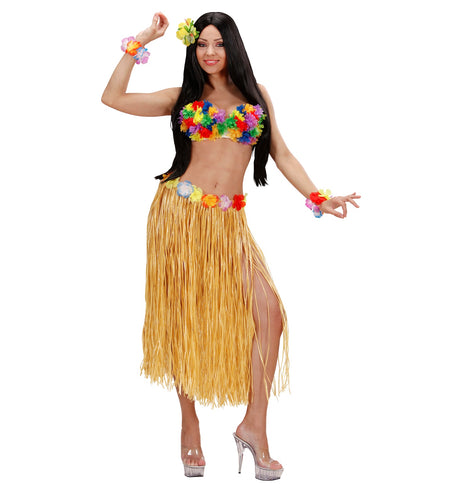 e-carnavalskleding-SYK Hawaii rok lang met bloemen strokleur