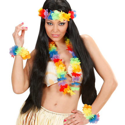 e-carnavalskleding-SYK Hawaii set regenboog