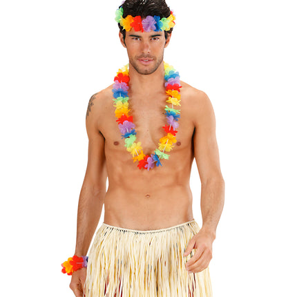 e-carnavalskleding-SYK Hawaii set regenboog