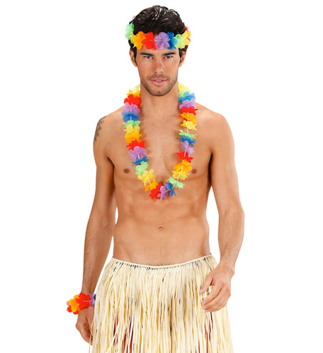 e-carnavalskleding-SYK Hawaii set regenboog