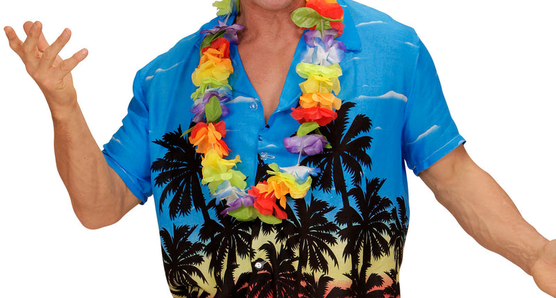 e-carnavalskleding-SYK Hawaii shirt blauw palmbomen