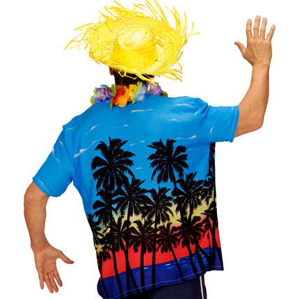 e-carnavalskleding-SYK Hawaii shirt blauw palmbomen