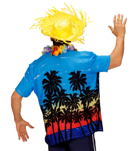 e-carnavalskleding-SYK Hawaii shirt blauw palmbomen
