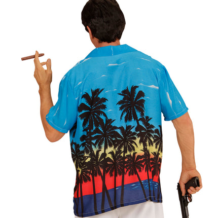 e-carnavalskleding-SYK Hawaii shirt blauw palmbomen