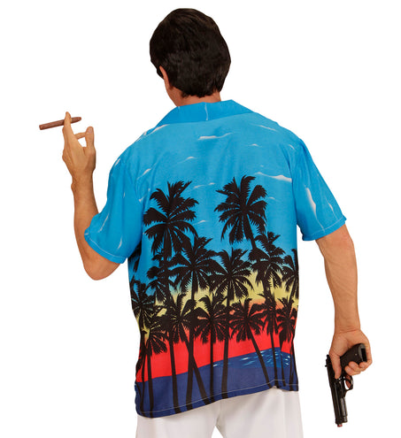 e-carnavalskleding-SYK Hawaii shirt blauw palmbomen
