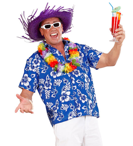 e-carnavalskleding-SYK Hawaii shirt blauw tropical Danny