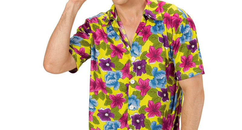 e-carnavalskleding-SYK Hawaii shirt bloemen geel