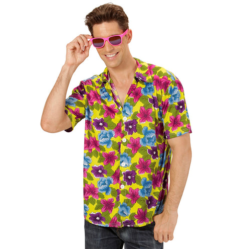 e-carnavalskleding-SYK Hawaii shirt bloemen geel