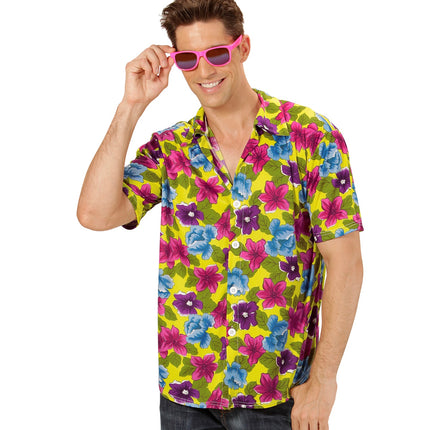 e-carnavalskleding-SYK Hawaii shirt bloemen geel