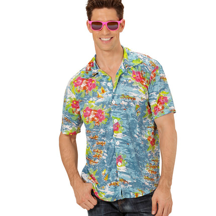 e-carnavalskleding-SYK Hawaii shirt lichtblauw