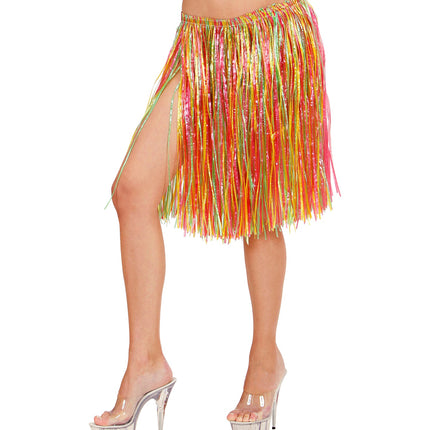 e-carnavalskleding-SYK Hawaiirokje stro meerkleurig 55cm