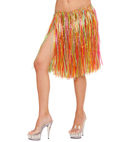 e-carnavalskleding-SYK Hawaiirokje stro meerkleurig 55cm