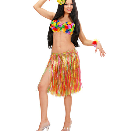 e-carnavalskleding-SYK Hawaiirokje stro meerkleurig 55cm