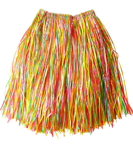 e-carnavalskleding-SYK Hawaiirokje stro meerkleurig 55cm