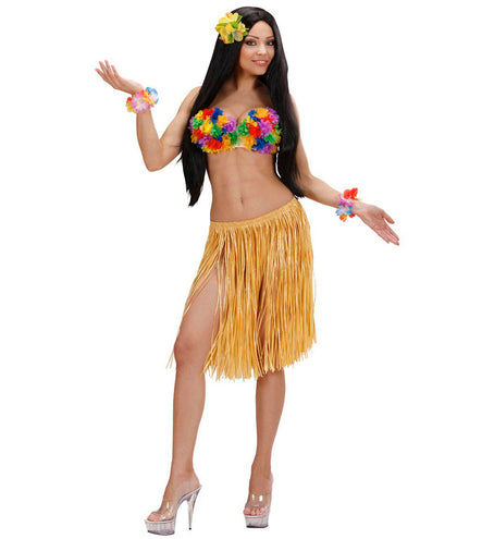 e-carnavalskleding-SYK Hawaiirokje stro naturel 55cm