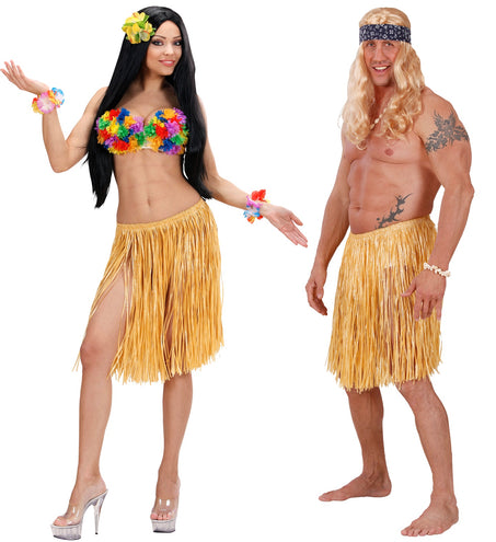 e-carnavalskleding-SYK Hawaiirokje stro naturel 55cm