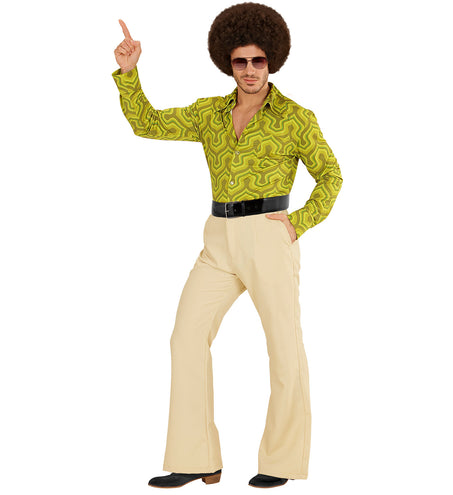 e-carnavalskleding-SYK Heren disco broek jaren 70 beige