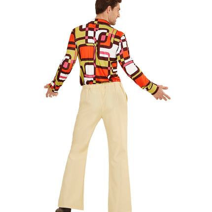 e-carnavalskleding-SYK Heren disco broek jaren 70 beige