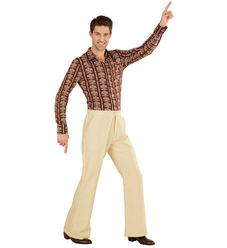 e-carnavalskleding-SYK Heren disco broek jaren 70 beige