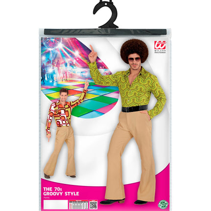 e-carnavalskleding-SYK Heren disco broek jaren 70 beige
