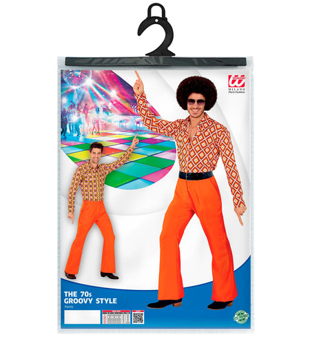 e-carnavalskleding-SYK Heren disco broek jaren 70 oranje