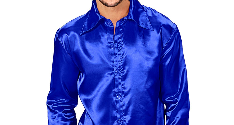 e-carnavalskleding-SYK Heren jaren 70 disco blouse blauw