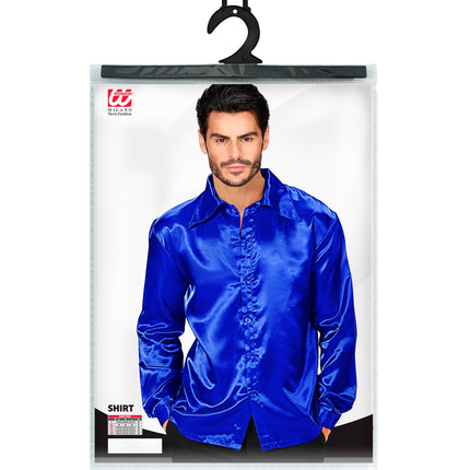 e-carnavalskleding-SYK Heren jaren 70 disco blouse blauw